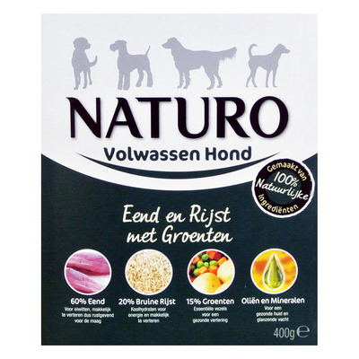 Naturo Eend en rijst voor de hond