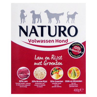 Naturo Lam en rijst voor de hond