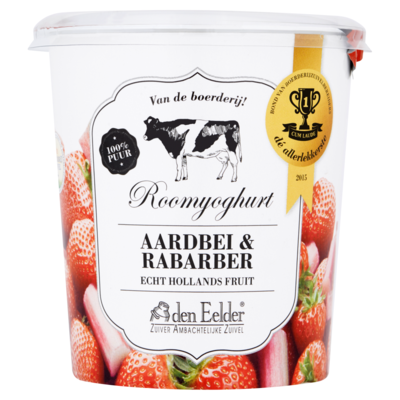 Den Eelder Roomyoghurt aardbei rabarber