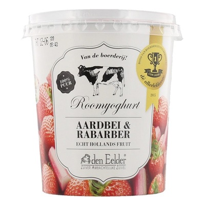 Den Eelder roomyoghurt aardbei rabarber