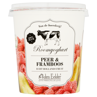 Den Eelder Roomyoghurt Peer & Framboos 400 g