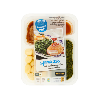 Huismerk Spinazie met Krielaardappelen en Cordonbleu