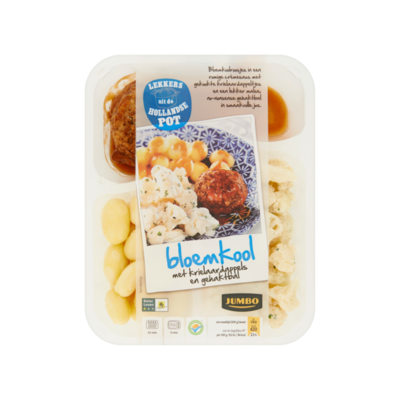 Huismerk Bloemkool met Krielaardappels en Gehaktbal