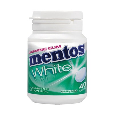 Mentos Kauwgom Gum White Green Mint, Pot 40 Gums