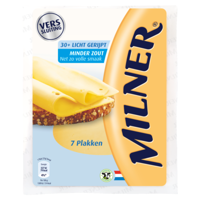 Milner Minder Zout 30+ Kaas 7 Plakken 175 g