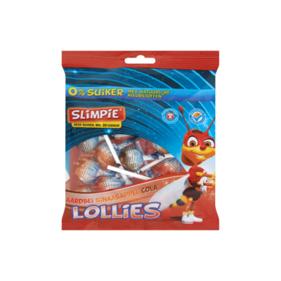 Slimpie Lollies Aardbei Sinaasappel Cola 0% Suiker 12 Stuks