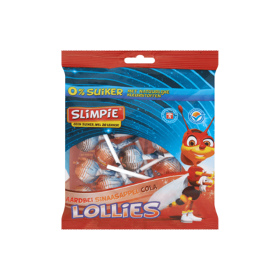 Slimpie Lollies Aardbei Sinaasappel Cola 0% Suiker 12 Stuks