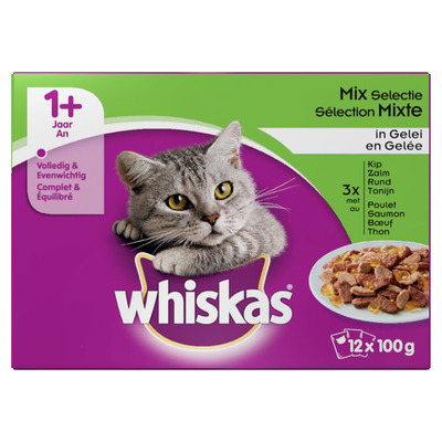 Whiskas 1+ Kattenvoer selectie in gelei