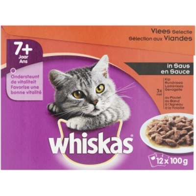 Whiskas Multipak vlees is saus 7+ 12-pak