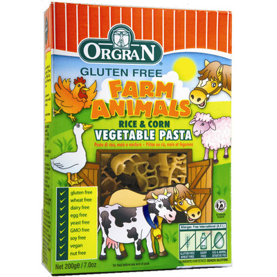 Orgran Rijst en mais groentepasta farm animals