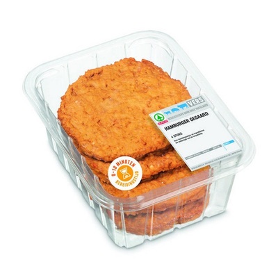 Huismerk Gegaarde hamburgers pak 4 stuks