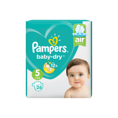 Pampers Baby-Dry Maat 5, 26 Luiers, Voor Droge Ademende Huid