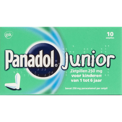 Panadol Junior zetpillen 250 mg