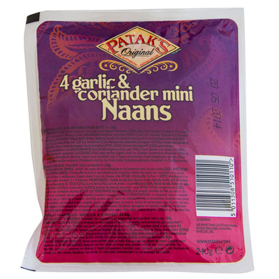Patak's 4 Mini naans knoflook/ koriander