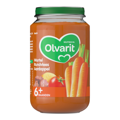 Olvarit Wortel Rundvlees Aardappel 6+ Maanden