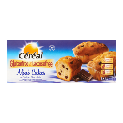 Céréal Glutenfree & Lactosefree Mini Cakes met Stukjes Chocolade 6 Stuks