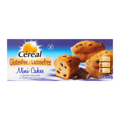 Céréal Mini Cakes met Stukjes Chocolade Glutenvrij & Lactosevrij 6 Stuks