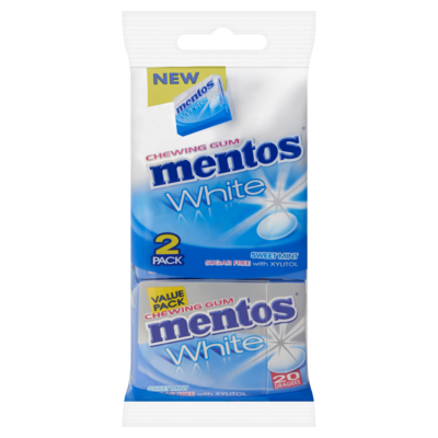 Mentos Gum White Sweet Mint Sugarfree 2 x 30 g