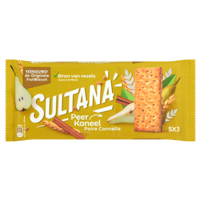 Sultana FruitBiscuit Peer-Kaneel 5 x 3 Stuks 218 g