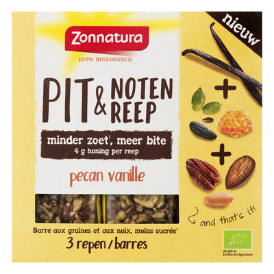 Zonnatura Pit & noten reep pecan vanilla
