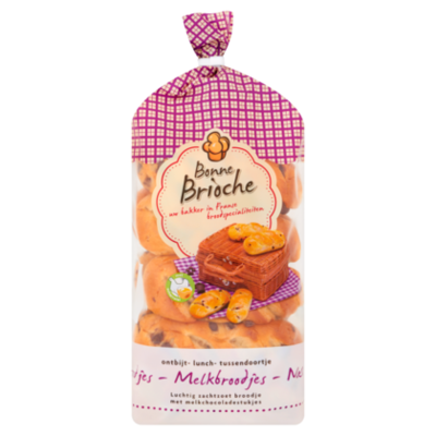 Bonne Brioche Melkbroodjes met stukjes chocolade