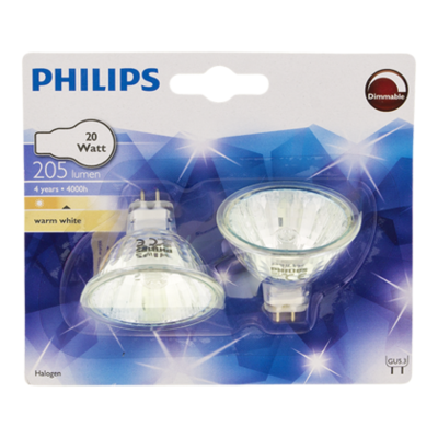 Philips Lamp Halogeenspot 20 W 12V 2-pack