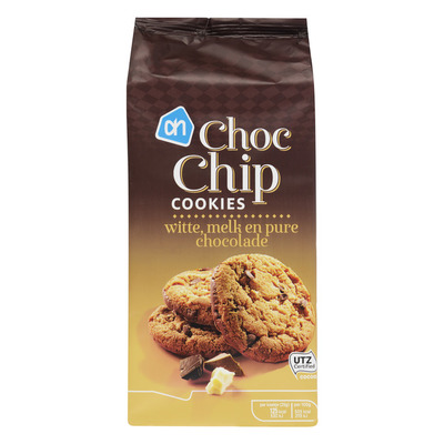 Huismerk Choc chip cookies wit-melk-puur