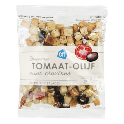 Huismerk Mini salade croutonmix zontomaat-olijf