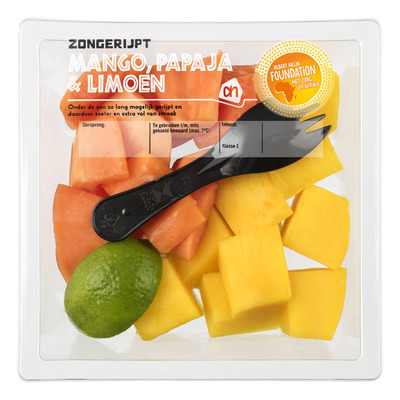 Huismerk Zongerijpte mango-papaja-limoen