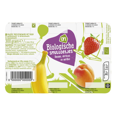 AH Biologisch Smultoetjes banaan-abrikoos- aardbei