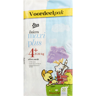 Huismerk Luiers maat 4+ (maxi plus) 9-20 kg