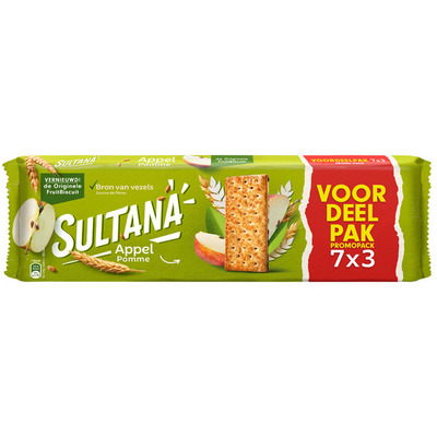 Sultana Fruitbiscuit appel 7-pak voordeel