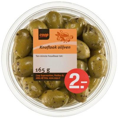 Coop Groene Olijven Knoflook 165 Gram
