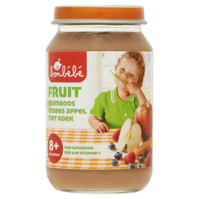 Huismerk Fruit 8 maanden framboos bosbes appel
