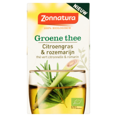 Zonnatura Thee groen citroengras rozemarijn bio