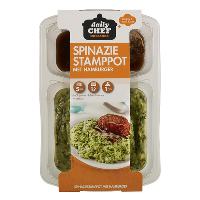 Daily Chef Spinazie Stamppot Met Hamburger