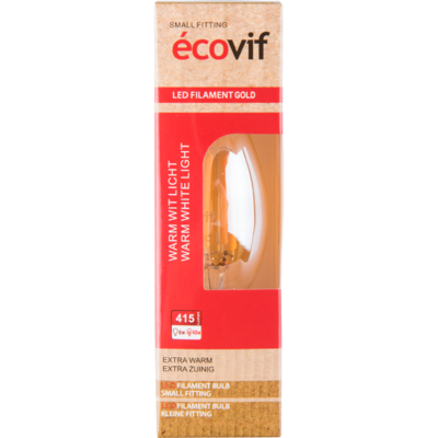 Écovif Led filament tipcandle gold 6w e14
