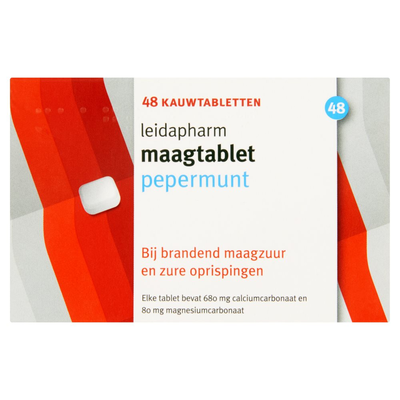 Leidapharm Maagtablet Pepermunt Kauwtabletten 48 Stuks