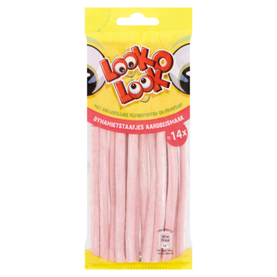 Look-O-Look Dynamietstaafjes Aardbeismaak 14 Stuks 100 g