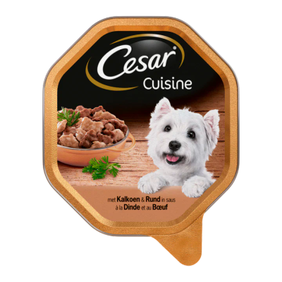 Cesar Hondenvoer Nat Cuisine Kalkoen & Rund in Saus Kuipje