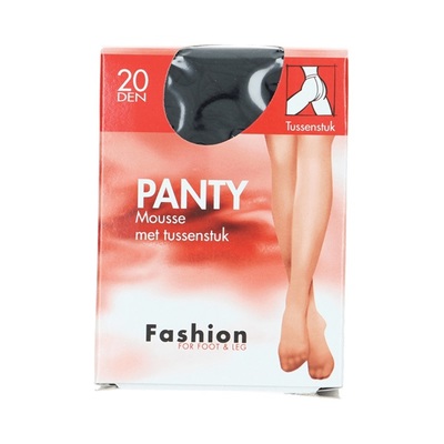 Fashion panty mousse zwart met tussenstuk maat 48-52, 20 denier