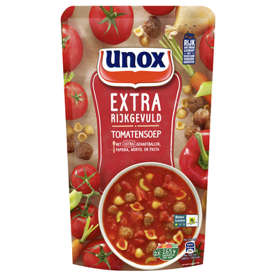 Unox Soep in zak tomatensoep gehaktballetjes