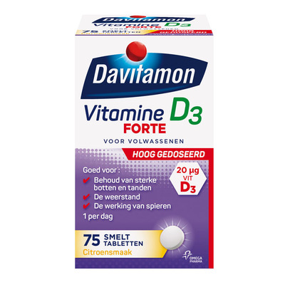 Davitamon Vitamine D3 forte smelttabletten citroen