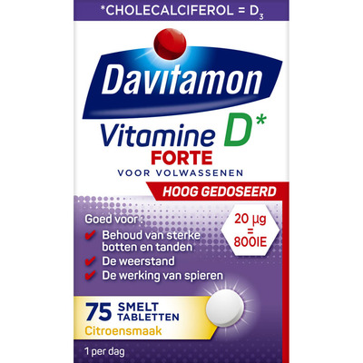 Davitamon Vitamine D3 forte smelttabletten citroen