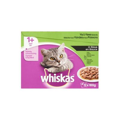 Whiskas Vlees En Vis Selectie In Saus 1 + Jaar 12 X 100 G