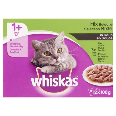 Whiskas Vlees En Vis Selectie In Saus 1 + Jaar 12 X 100 G