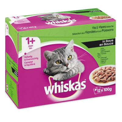 Whiskas Vlees En Vis Selectie In Saus 1 + Jaar 12 X 100 G