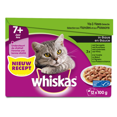 Whiskas Senior vlees en vis selectie in saus