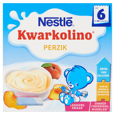 Nestle NESTLÉ KWARKOLINO Perzik Babyvoeding Toetje 6+ Maanden 4 x 100 g