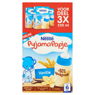 Nestle NESTLÉ PYJAMAPAPJE Vanille Babyvoeding Pap 6+ Maanden 3 x 250 ml